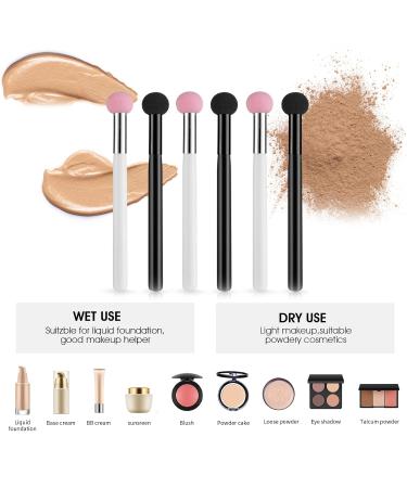 6-Piece Sponge Makeup Applicator Set - Washable Powder Puff & Brush for Flawless Foundation Concealer & Eyeshadow - Pink & Black - Buy Online on GoSupps.com