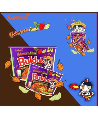 Samyang Buldak Noodles Hot Chicken Flavour Ramen Habanero Lime Big Bowl Cup 110g - Buy Online on GoSupps.com