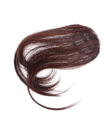 NUSITOU Piece Air Fringe Bangs Wispy Fringe Bangs Clip on Bangs Brown Clip in Hair Extensions Real Human Hair Wispy Bangs Wig Bangs Hair Clip Ponytail Miss Artificial Hair Accessories 18.00X6.50X0.50CM Brown