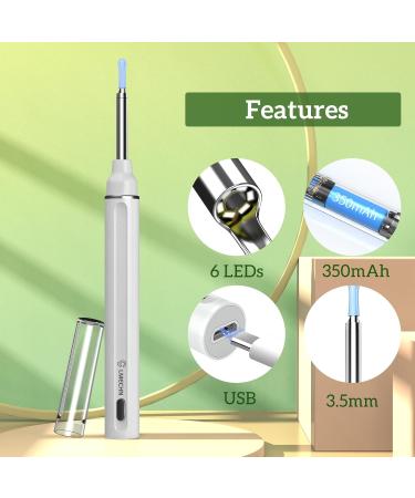 LMECHN 1080P HD WiFi Ear Wax Removal Kit with Camera - IP67 Waterproof Otoscope for Android iOS - Ear Cleaner with 6 LEDs for Adults Kids Pets (White) - Buy Online on GoSupps.com