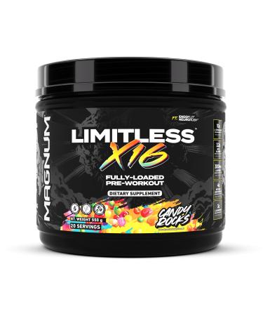LIMITLESS Magnum Nutraceuticals x16 Fully Loaded Preworkout 20/40 Servings, Classic Candy Flavor, High-Energy, Focus, Strength & Endurance for Maximum Performance