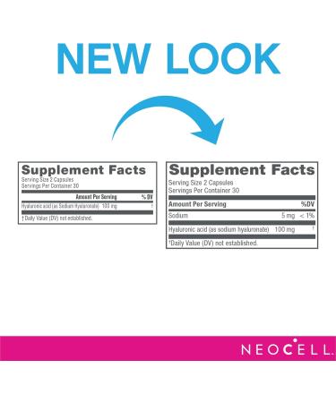 NeoCell Hyaluronic Acid Capsules - Supports Tissue Hydration, Gluten Free, 60 Count - Buy Online on GoSupps.com