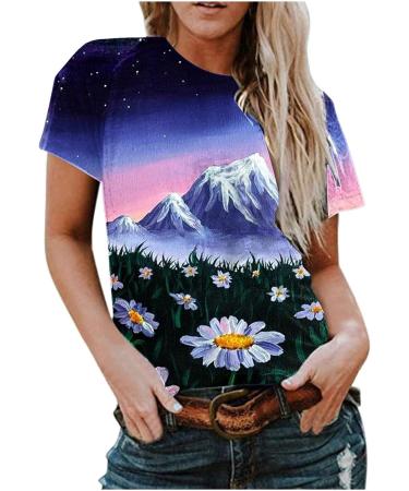 Women's Custom Cotton Shirt | Short Sleeve Crew Neck Fashion T-Shirt in Purple | X-Large - Buy Online on GoSupps.com