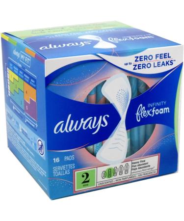 Always Size 2 Infinity Flex Foam Pads, 2 Pack (32 Count) Heavy Flow - Buy Online on GoSupps.com