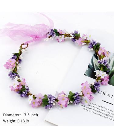 Chanaco Flower Crown - Floral Headband for Women, Wedding, Baby Shower, Girls - Boho Purple Headpiece - Buy Online on GoSupps.com