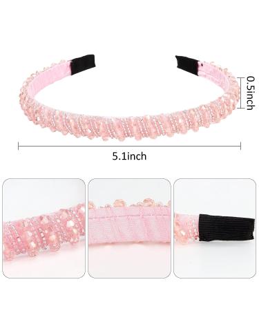 Jaciya Rhinestone Headband for Women - Sparkly Crystal Beaded Fashion Hair Accessory in Pink/Champagne - Buy Online on GoSupps.com