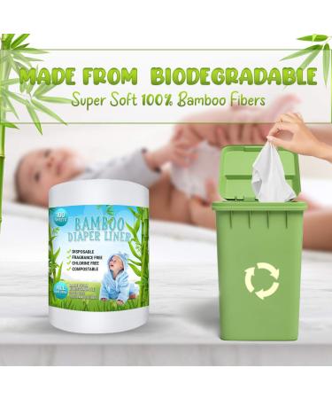 Disposable Cloth Bamboo Diaper Liner  Eco-Friendly  Fragrance Free & Chlorine Free  Flushable Biodegradable Reusable Liners for Cloth Diaper 100 Sheets per roll - Buy Online on GoSupps.com