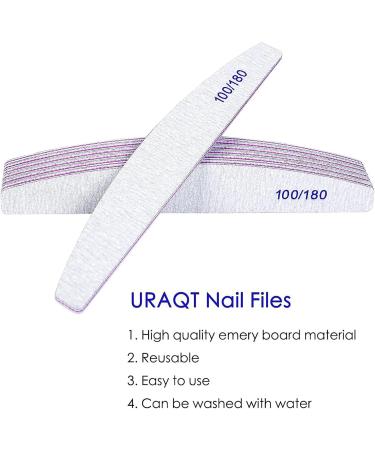 URAQT 6PCS Professional Nail Files 100/180 Grit Double-Sided Emery Board Washable Nail Buffer Files Curved Fingernail Files for Nail Grooming and Styling - Buy Online on GoSupps.com
