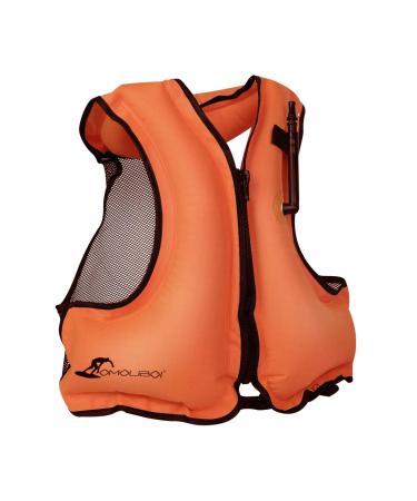 OMOUBOI Floatage Jackets Inflatable Snorkel Vest Adult Swimming Jacket for Diving Surfing Swimming Outdoor Water Sports Suitable for 90-220lbs (Orange)