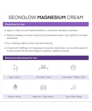 Magnesium Cream for Sleep & Leg Cramps: Fast-Absorbing Lotion with Lavender & Shea Butter, promotes relaxation for kids and adults, 4.06 Fl Oz Made in Korea Lavender 4 Fl Oz (Pack of 1) - Buy Online on GoSupps.com