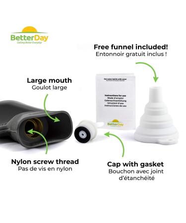 BetterDay Hot Water Bottle with Hood - 2L Fluffy Cover British Standard Natural Rubber Perfect for Comfort & Warmth - Shop Now! - Buy Online on GoSupps.com