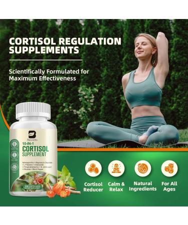 Cortisol Supplements for Women Men 10-in-1 Cortisol Detox with Ashwagandha Magnesium L-Theanine Balanced Cortisol Levels Night & Calm Support 120 Vegan Capsules 120 Count (Pack of 1) - Buy Online on GoSupps.com