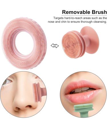 Beomeen Silicone Face Scrubber Exfoliator 2 in 1 Removable Round Manual Facial Cleansing Brush for Deep Cleaning and Massaging Skin Care Face Wash Brush Blackhead Acne Pore Pad (Green+Pink) - Buy Online on GoSupps.com