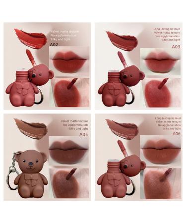 6Pcs Bear Keychain Lipstick Set | Velvet Matte & Waterproof | Long Lasting Lip Gloss | Moisturizing Lip Stain | Cute Bear Beauty Makeup - 6 PCS - Buy Online on GoSupps.com