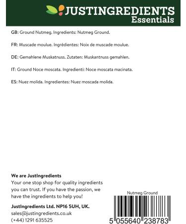 JustIngredients Essentials Nutmeg Ground 100g - Top Quality Spice for Baking and Cooking - Buy Online on GoSupps.com