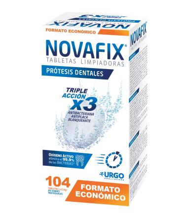 NOVAFIX Novafix - Triple Action Cleaning Tablets - For dentures and orthodontic appliances - Box of 104 units (for economical use)