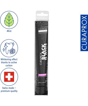Curaprox Black is White Toothpaste - Activated Carbon Whitening for Bright Teeth | 90 ml - Buy Online on GoSupps.com