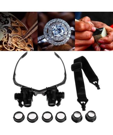 Glasses Magnifier 10x 15x 20x 25x LED Illumination Double Eyes Jewelry Eyeglass Tools - Buy Online on GoSupps.com