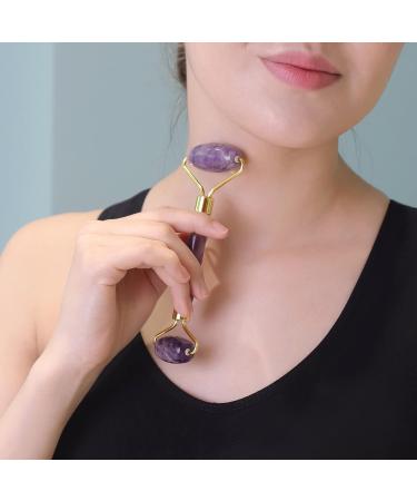 Sodacoda Gua Sha Set - Chinese Beauty Face Massage Kit - Amethyst Stone Scraper and Roller from Brazil - Buy Online on GoSupps.com