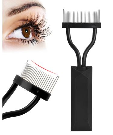 Eyelash Comb - 2024 Upgraded Eyelash Separation Tool - Reusable Eyelash Brush Separator Mascara lash Comb Separator Tool Non-slip Handle Curved Design Fits Eyes Makeup Brush Tool with Cover SZ9-078
