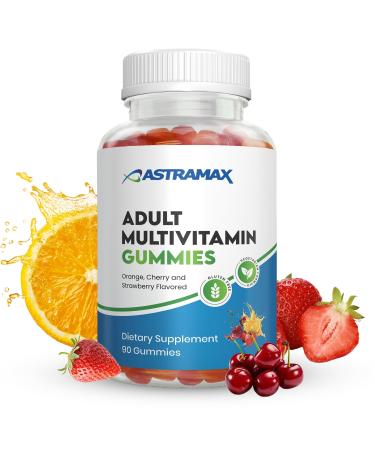 Astramax Adult Multivitamin Gummies 90 Count | Orange Cherry & Strawberry Flavors | Gluten Free Vegetarian | Vitamins A C D B12 Zinc | 45 90 Day Supply