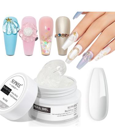 SUPWEE Clear Solid Builder Gel  Nail Extension Gel Non Stick Hand Scupture Carving Gel Modeling Nail Art Soak Off Builder Gel Manicure DIY At Home 30g - Buy Online on GoSupps.com