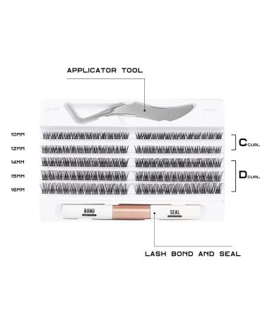 120PC Eyelash Cluster DIY Extension Kit - Natural Look C/D Curl Soft 10-16mm Lengths Applicator & Adhesive Included - Buy Online on GoSupps.com