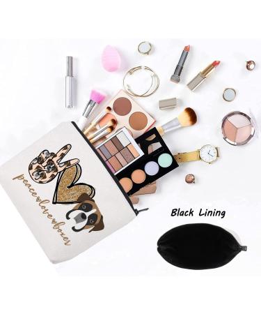 Levlo Boxer Dog Cosmetic Bag | Perfect Gift for Dog Owners | Peace Love Boxer Make-up Bag for Women & Girls - Buy Online on GoSupps.com
