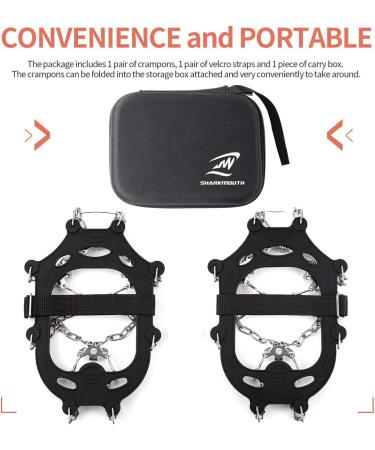 SHARKMOUTH Ice Cleats 19 Spike Walk Traction Crampons with Stainless Steel Spikes - Durable Silicone Grips for Safe Walking, Jogging, Climbing, Hiking on Snow and Ice - Black X-Large - Buy Online on GoSupps.com