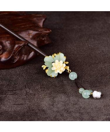 Lurrose Wooden Hair Stick with Resin Flower Tassel - Classical Chinese Hairpin for Bride, Kimono Hair Ornament - Buy Online on GoSupps.com
