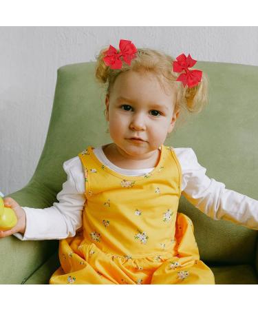 4PCS Red Ribbon Hair Bows Clips - 3.2inch Grosgrain Alligator Hair Clips for Women Girls Cheerleading - Buy Online on GoSupps.com