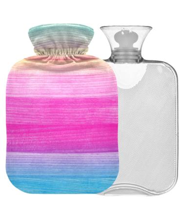 NAANLE blue pink wood heat bottle with cover transparent hot water bottle 1l heat bottle for bed hand feet warmer pain relief heat and cold therapy