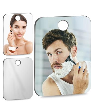 canhard Unbreakable Anti Fog Mirror Shower Free Mirror Shave - (Medium 2 Pack 8''x6'') Lightweight Portable Handheld Mirror Frameless Makeup Bathroom Wall Mirror Camping Trip Silver 2 Pack x(8"x6")