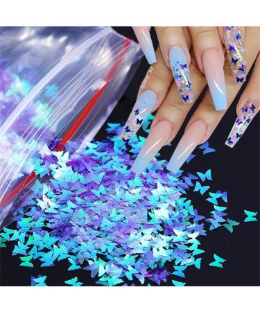 12 Bags Nails Decorations Mixed Colors 3D Flakes Slices Butterfly-shape Flakes Nail Glitter Mirror Sparkly Nail Art Sequins Holographic - Buy Online on GoSupps.com