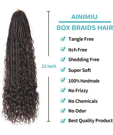 Ainimiu 22 Inch Goddess Box Braids Crochet Hair Bohomian Crochet Box Braids Curly Ends 8 Pack Crochet Braids Synthetic Braiding Hair Extension Black 22 Inch(Pack of 8) 4# - Buy Online on GoSupps.com