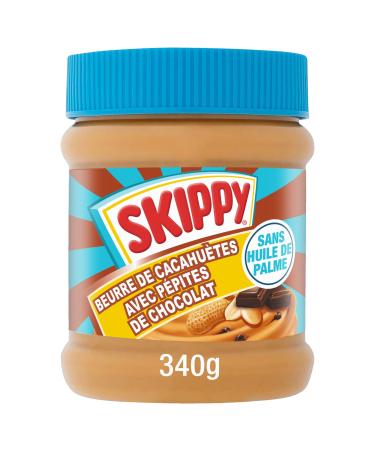 SKIPPY - Peanut Butter With Chocolate Chips, Creamy Texture and American Flavor, Palm Oil Free, 340g, 1 Unit (Pack of 1)