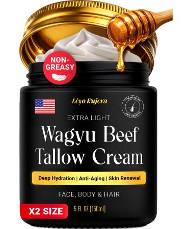 Non-Greasy Beef Tallow for Skin & Hair Growth 5OZ Shea Butter Vitamin E Niacinamide Whipped Grass Fed Beef Tallow for Face Moisturizer Cream Lotion for Women & Men Anti-Aging Face Moisturizer
