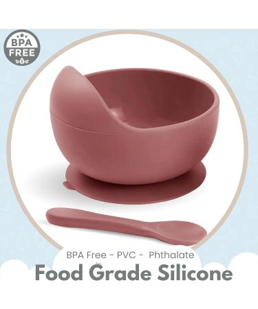 Xabono Baby Suction Plates & Bowls Set with Silicone Spoon - BPA Free, Easy to Clean, Dusty Rose Color - Buy Online on GoSupps.com