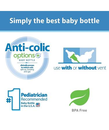 Dr. Brown's Natural Flow Anti-Colic Options+ Narrow Baby Bottle 8oz with Level 1 Nipple - 1 Pack, Clear - Buy Online on GoSupps.com