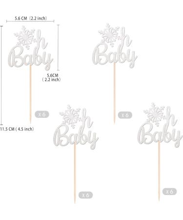 24 Pcs Snowflake Oh Baby Cupcake Topper Silver Pattern 4 Silver - Buy Online on GoSupps.com