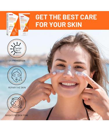 Face Sunscreen SPF 50+ Face Moisturiser Sunscreen - Nicotinamide & Vitamin C to UV Protection Anti- Photoaging - Fresh Waterproof Moisturizing Sun Cream with Aloe Vera - Light Breathable Non-Greasy - Buy Online on GoSupps.com