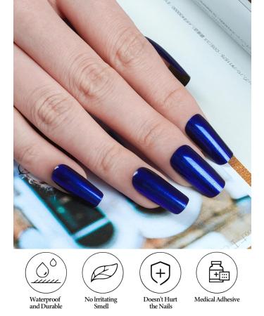 Kalolary Blue Gel Nail Strips - Metallic Chrome Full Wrap Nail Polish Stickers | Long Lasting Salon Quality | UV/LED Lamp Required - Buy Online on GoSupps.com