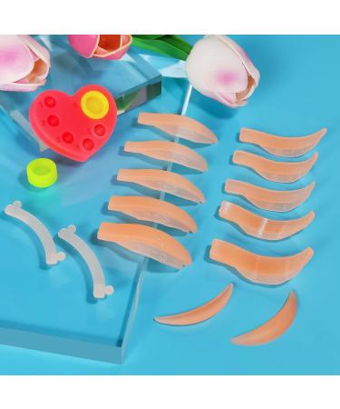 PERMANIA 16 Piece Lash Lift Rods 3 in 1 Reusable Soft Eyelash Perm Curler for Lash Lift Kit with Silicone Plate Suitable for All Eye Shapes DIY(Orange)
