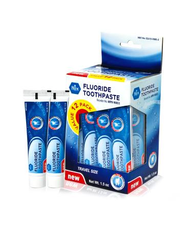 Medpride Travel Size Fluoride Toothpaste Value Pack Of 12 Toothpaste Tubes 1.5 oz Each Anticavity Toothpaste For Kids & Adults Vegan Travel Toothpaste For Whiter Teeth And Fresh Breath 1.5 Ounce