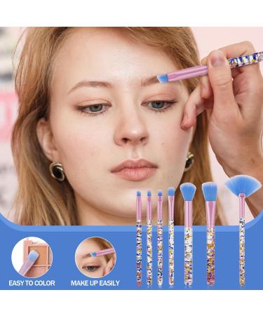 Buy 7 Pcs Crystal Glitter Makeup Brush Set - Cute Synthetic Brushes for Eyeshadow Blush Foundation & Lipstick - Perfect for All Skin Types (Blue) - International Shipping Available - Buy Online on GoSupps.com