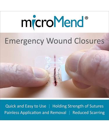 microMend Emergency Wound Closures Surgical Quality Laceration Repair Without Stitches - Think Ahead - Be Prepared- (Kit - 2 microMend Medium Devices, Gauze, Antiseptic Wipe)