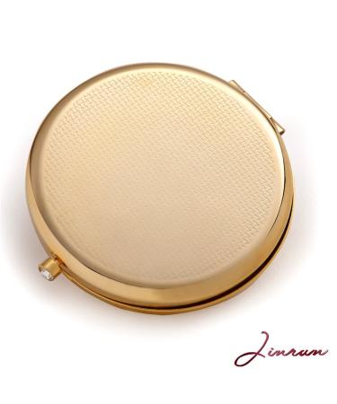 Jinvun 24k Gold Electroplate Makeup Mirror - Luxury Round Vanity Mirror for Women - Compact Cosmetic Mirror with Diamonds - Perfect Gift Idea - Buy Online on GoSupps.com