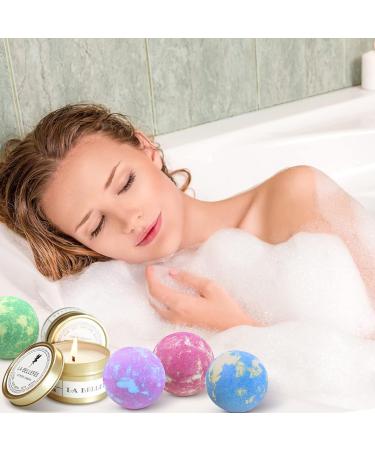 Bath Bombs for Women Gifts 4 Bath Bombs with 2 Scented Candles Bubble Spa Bath Moisturizing Skin Bath Bombs Gifts for Her 4 Count (Pack of 1) - Buy Online on GoSupps.com