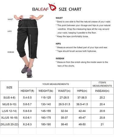 BALEAF Women's Hiking Cargo Capris - Water Resistant UPF 50 Outdoor Pants with Zipper Pockets - Black - Large - Buy Online on GoSupps.com