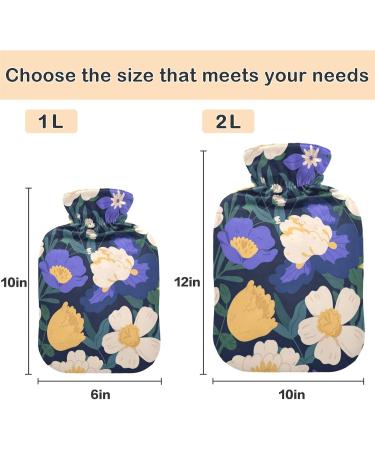 Shop Naanle Hot Water Bottle with Lid - Irises & Peonies Flowers | 1L Heat Bottle for Back Pain Relief Hand & Feet Warmer Neck Warmth & Cold Therapy | International Shipping - Buy Online on GoSupps.com